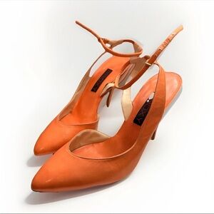 The PROXY pink Leather Pointed Toe Stiletto Slingbacks